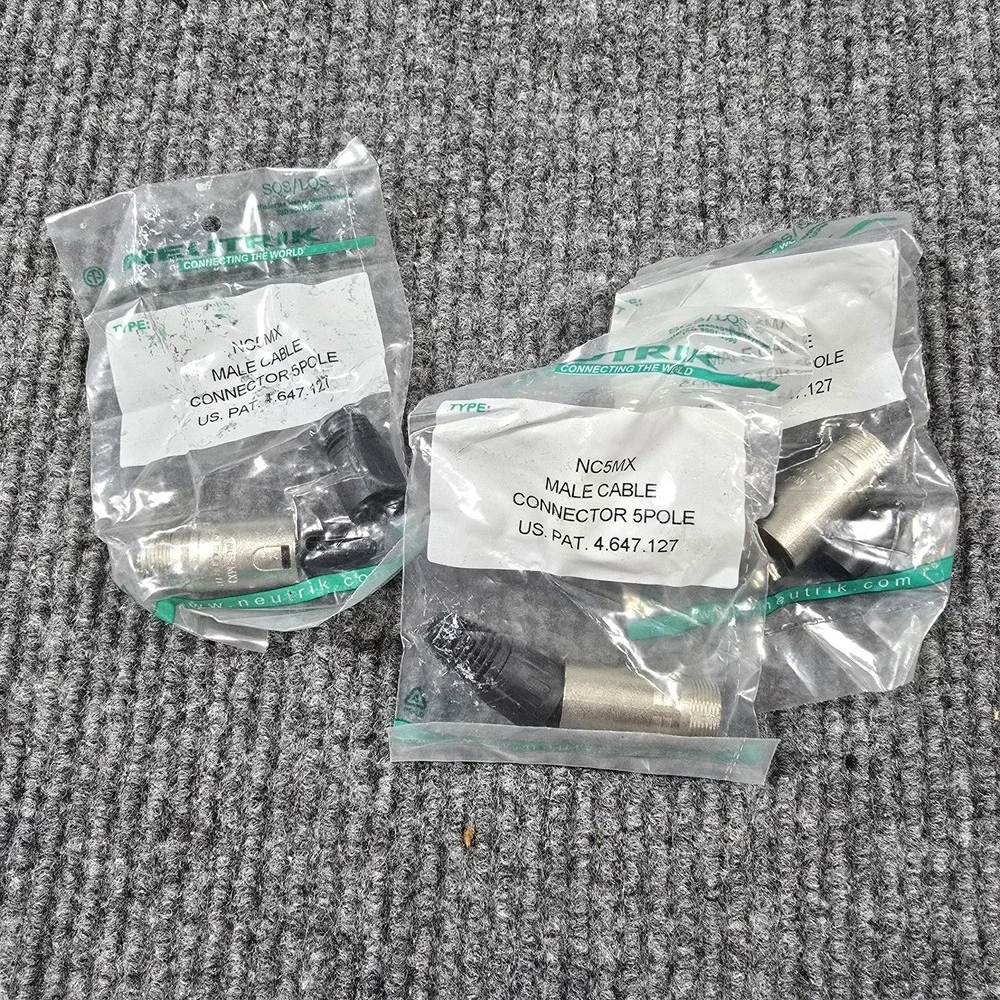 Neutrik NC5MX Male‎ Cable Connector 5 Pole Lot of 3 New Sealed Audio XLR Plugs
